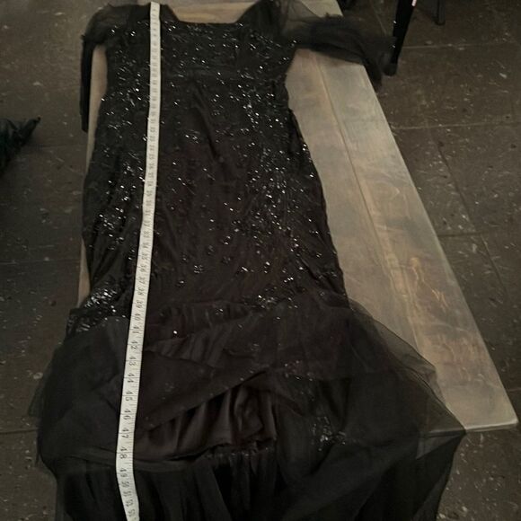 Tulle black Flared Sleeve Evening Party Dress Elegant Mermaid gown dress Sz- XL - Picture 12 of 16